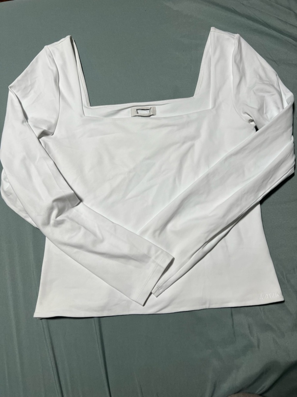 Aritzia White Square-Neck Long Sleeve Top